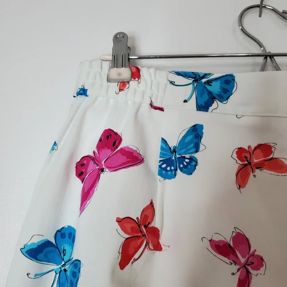 Briggs New York Skort Size 16 White Pink & Blue Butterflies Cotton Spandex - Picture 5 of 16